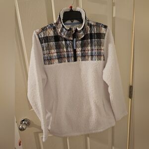 Vera Bradley Women's Teddy Fleece Half-Zip Pullover Snowy Plaid Size L